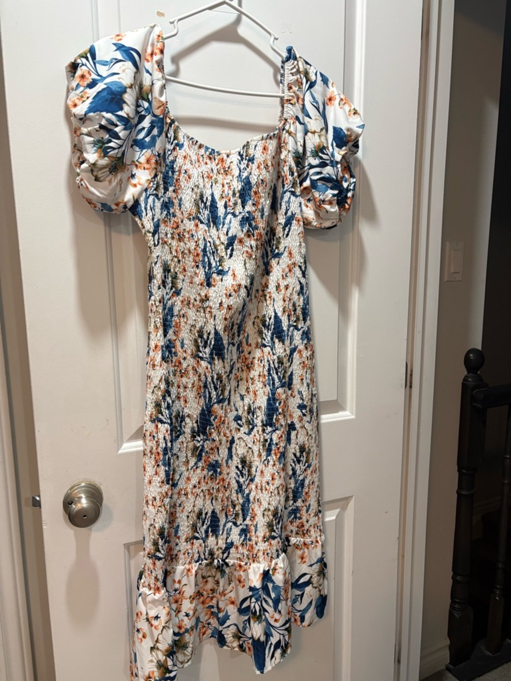 NEW PrettyGarden Smocked Puff-Sleeve Floral Dress XXL